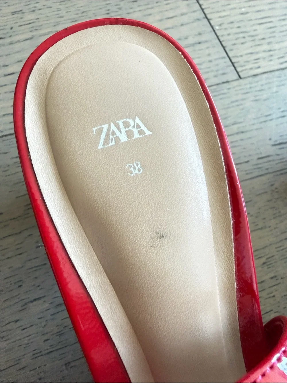 Zara Red Patent Slingback Heels with Double Buckles
